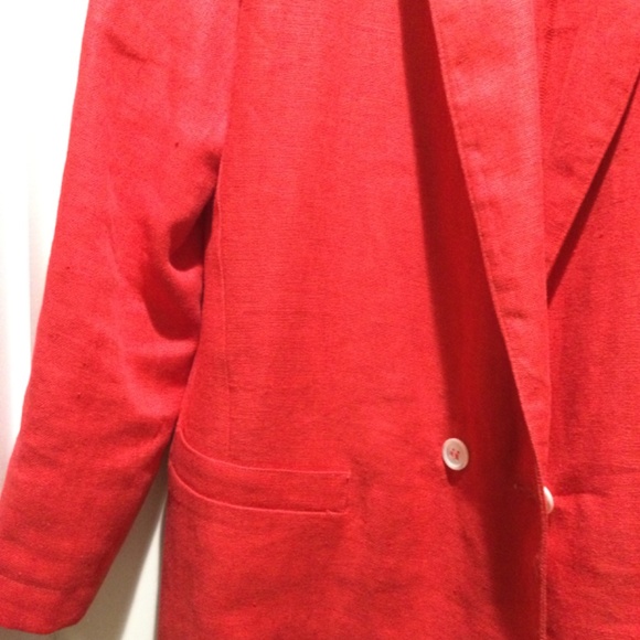 Liz Claiborne Vintage 100% ReD Linen Blazer with shoulder pads size 8 - Picture 4 of 9